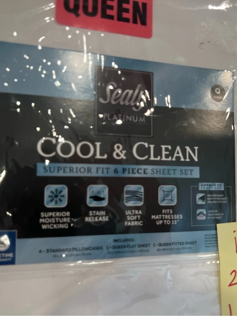 Sealy Platinum Cool & Clean Queen Sheet & pillow cases Set - White